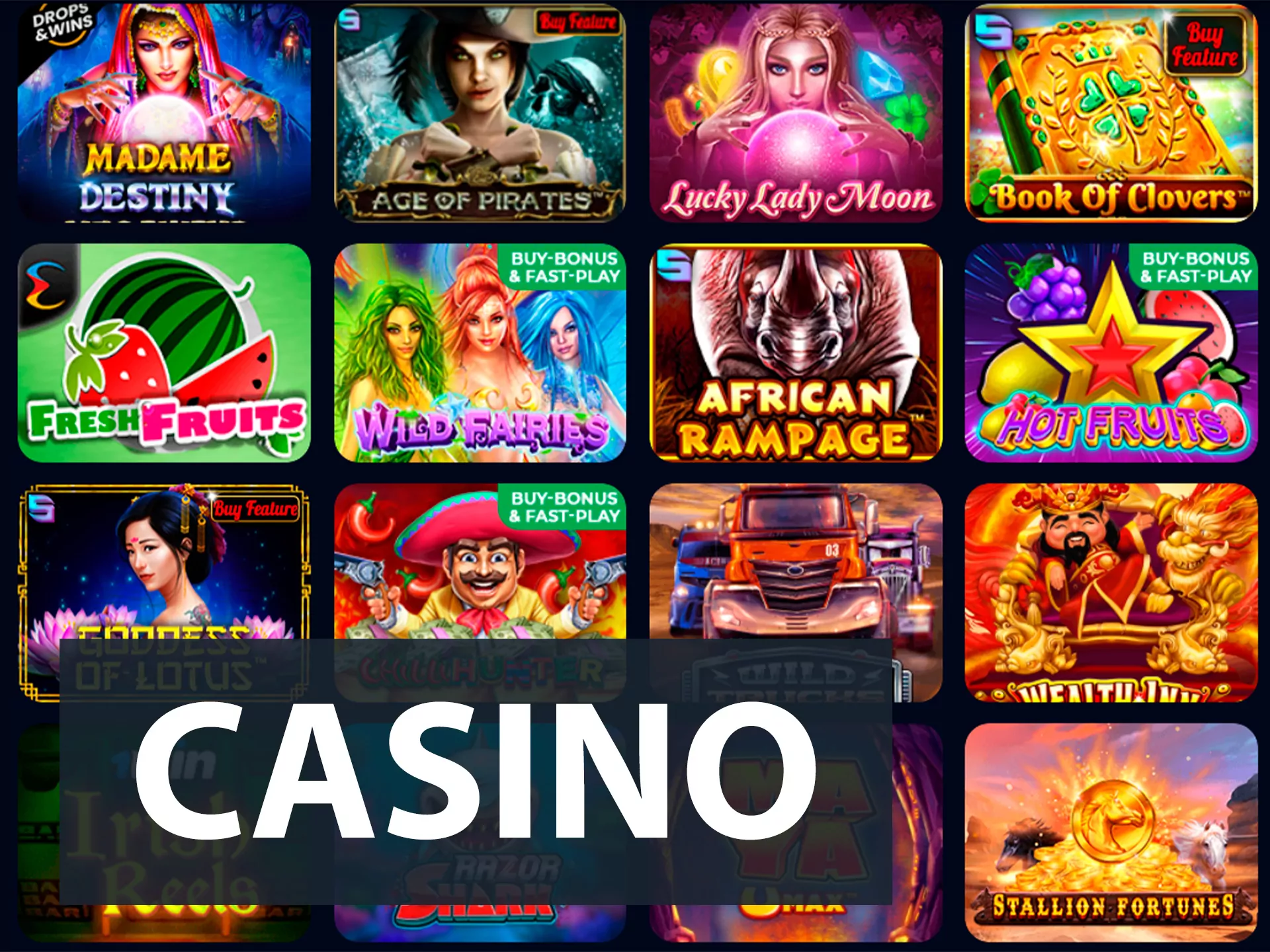 Choose one of the hundreds casino game and play on rupees.