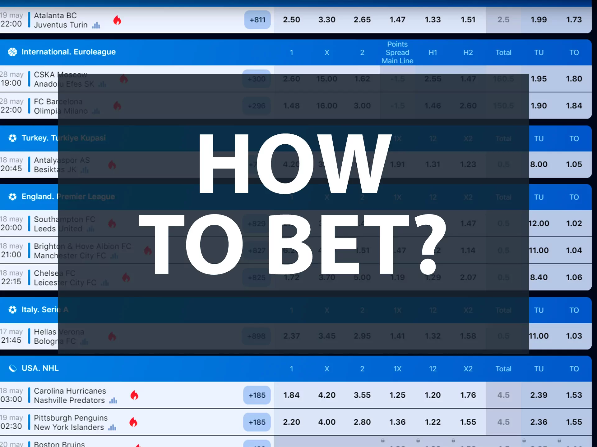 Make a deposit and place bets on your favorite sport or team.