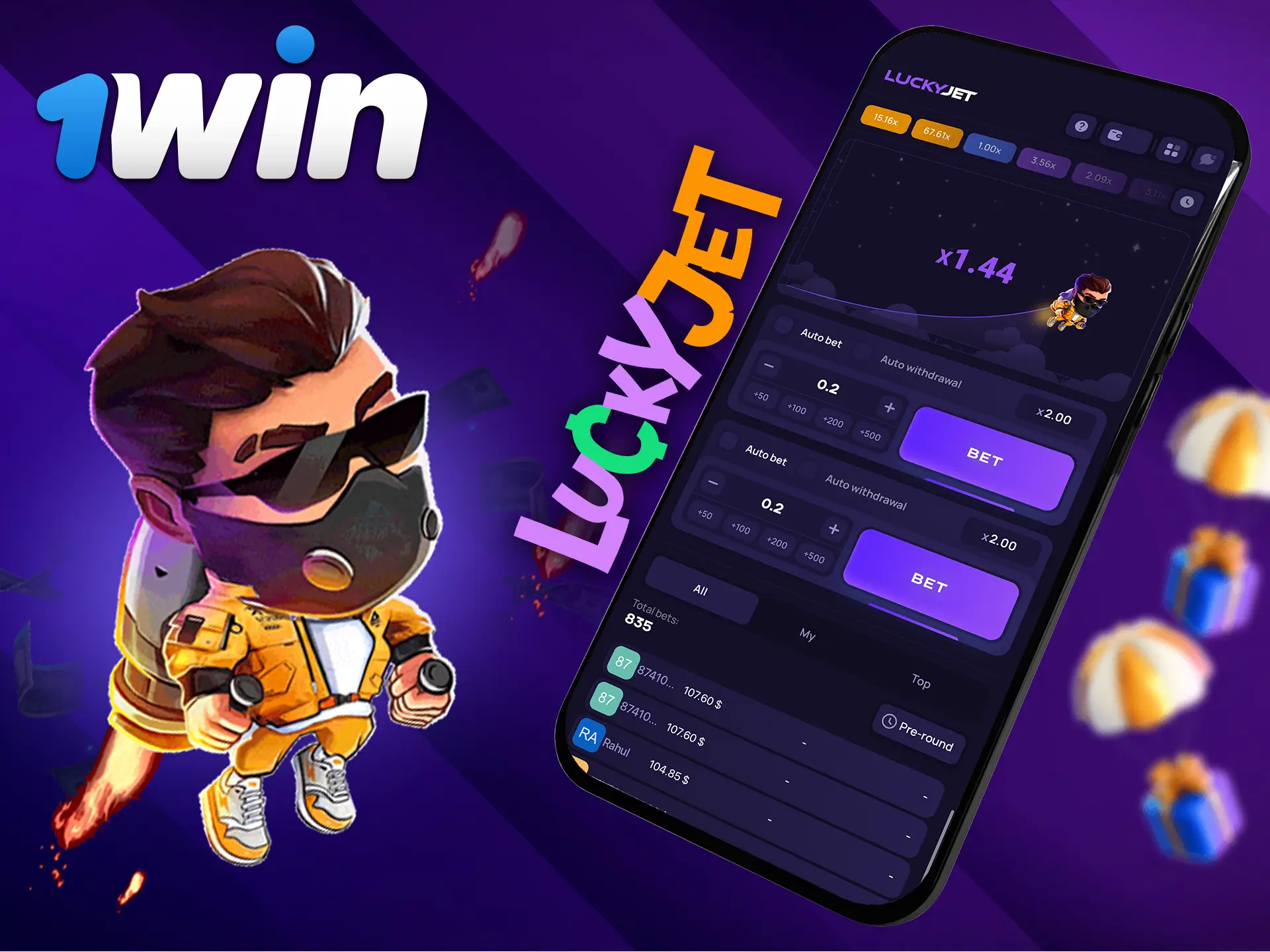 Download the 1Win Lucky Jet mobile app for Android and iOS from the official website.
